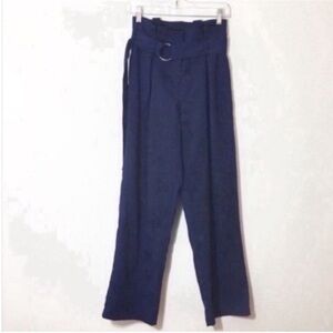Navy High-Waisted Trousers
